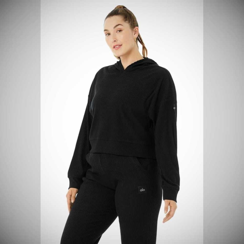 Alo Yoga Muse Hoodie Damen Schwarz | OHPUBX769