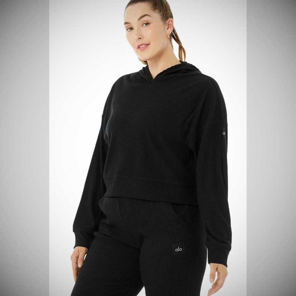 Alo Yoga Muse Hoodie Damen Schwarz | OHPUBX769