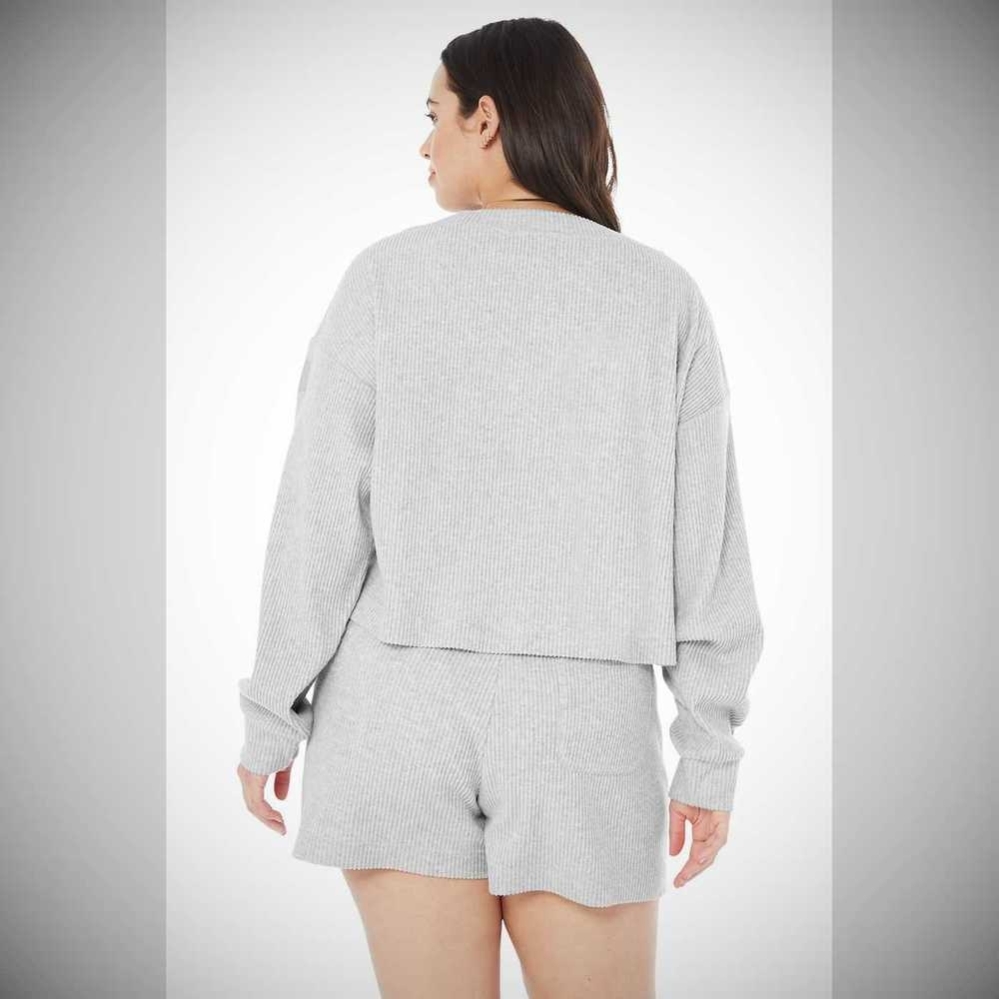 Alo Yoga Muse V-Neck Pullover Damen Grau | ONIVLK163