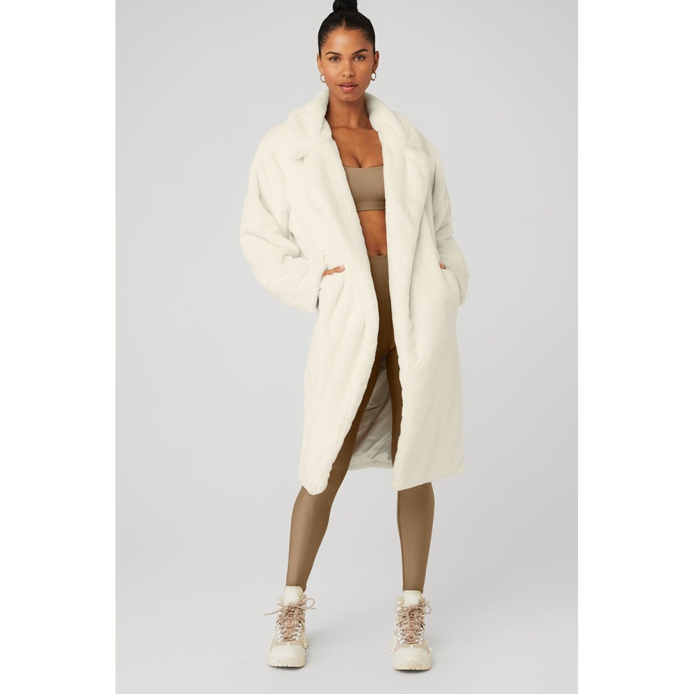 Alo Yoga Oversized Faux Fur Trench Jacke Damen Weiß | EXGJTI683