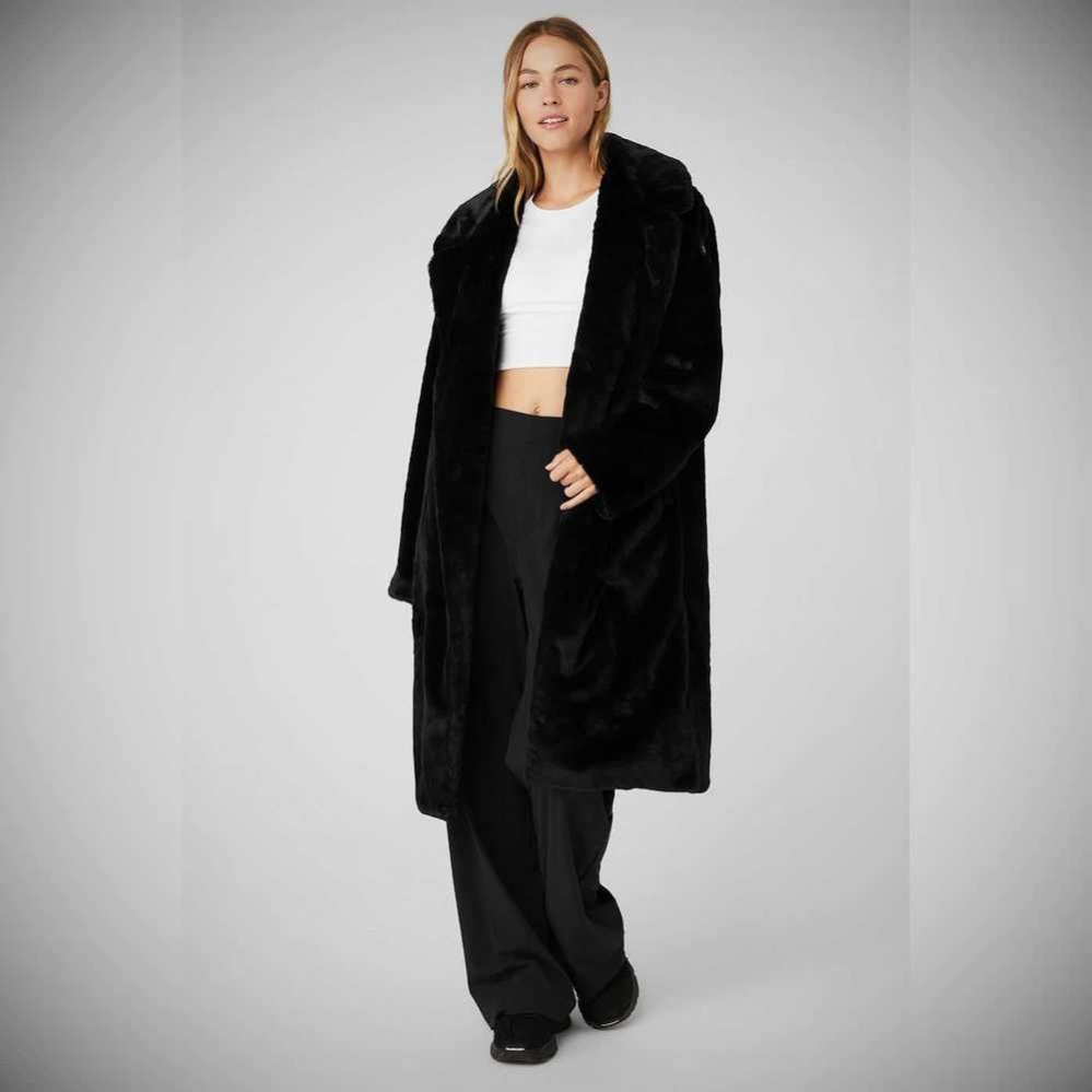 Alo Yoga Oversized Faux Fur Trench Jacke Damen Schwarz | GHDVIJ295