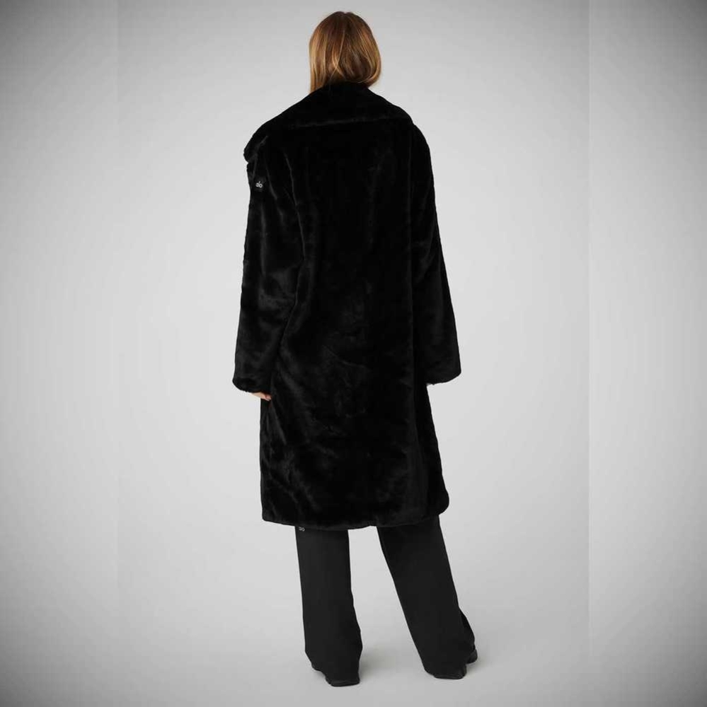 Alo Yoga Oversized Faux Fur Trench Jacke Damen Schwarz | GHDVIJ295