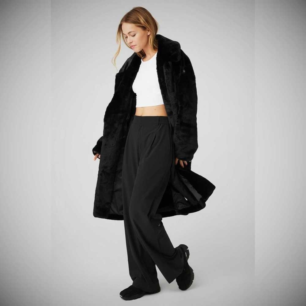 Alo Yoga Oversized Faux Fur Trench Jacke Damen Schwarz | GHDVIJ295