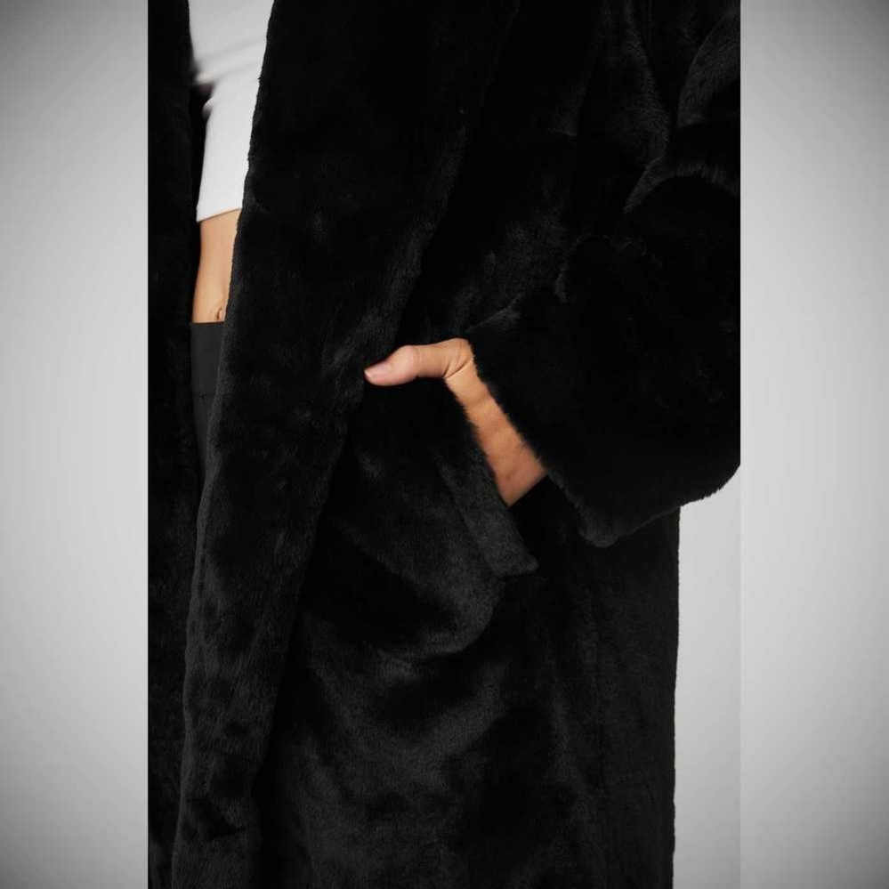 Alo Yoga Oversized Faux Fur Trench Jacke Damen Schwarz | GHDVIJ295