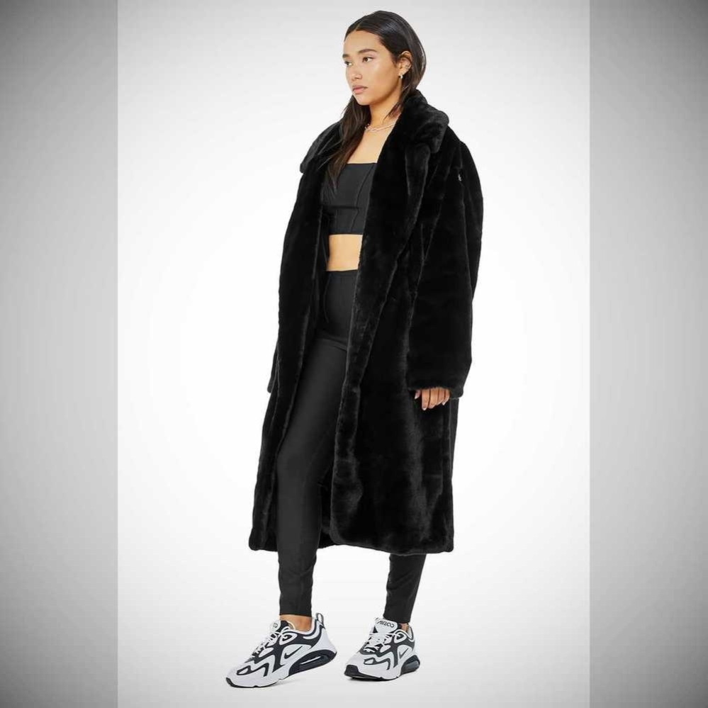 Alo Yoga Oversized Faux Fur Trench Jacke Damen Schwarz | GHDVIJ295