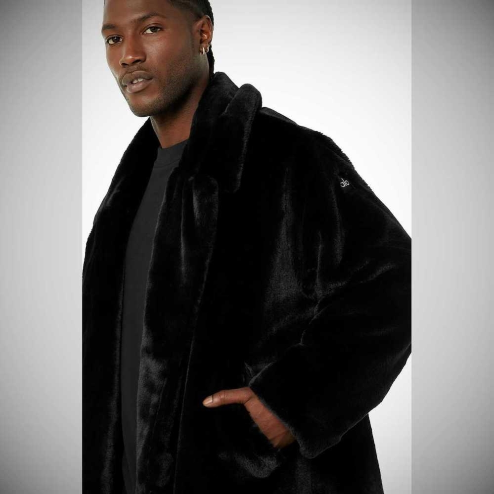 Alo Yoga Oversized Faux Fur Trench Jacke Herren Schwarz | HMZUCX864