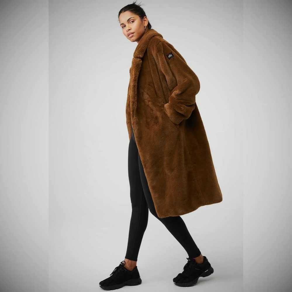 Alo Yoga Oversized Faux Fur Trench Jacke Damen Schokolade | UETING158