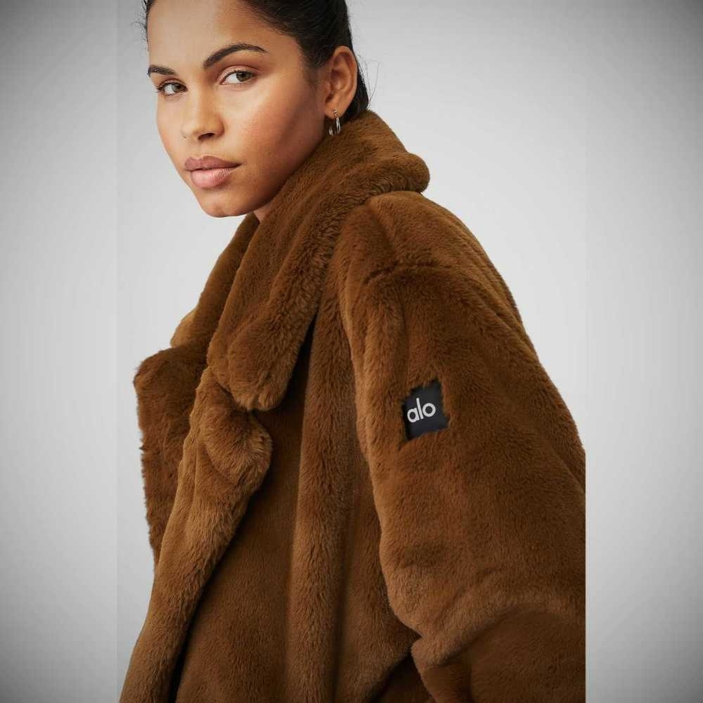 Alo Yoga Oversized Faux Fur Trench Jacke Damen Schokolade | UETING158