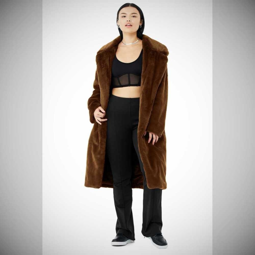 Alo Yoga Oversized Faux Fur Trench Jacke Damen Schokolade | UETING158