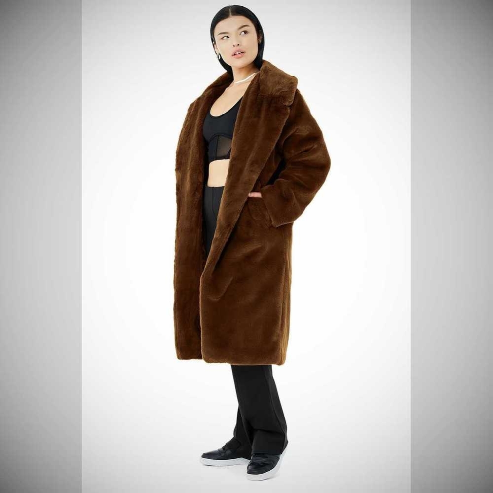 Alo Yoga Oversized Faux Fur Trench Jacke Damen Schokolade | UETING158