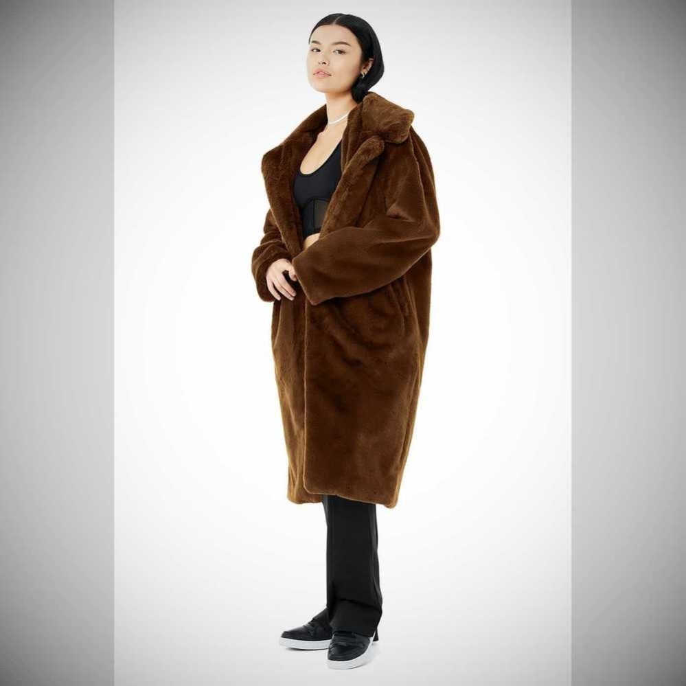 Alo Yoga Oversized Faux Fur Trench Jacke Damen Schokolade | UETING158