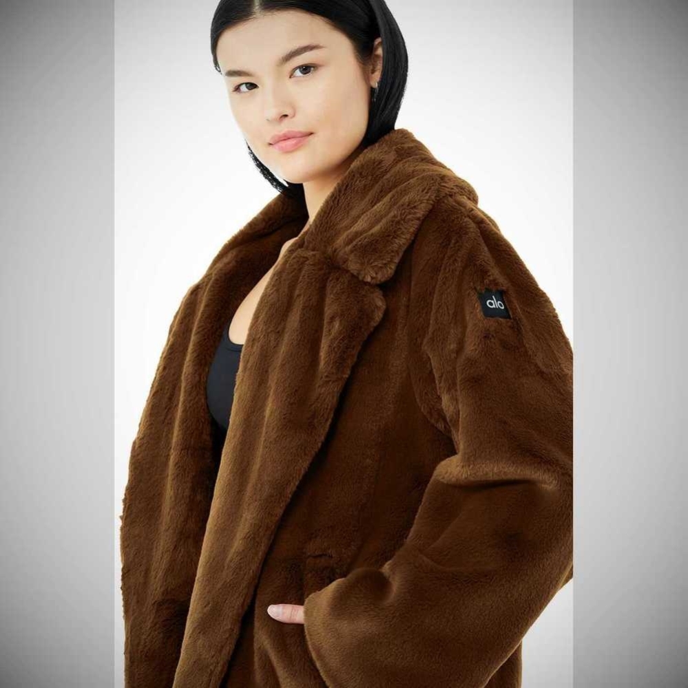 Alo Yoga Oversized Faux Fur Trench Jacke Damen Schokolade | UETING158