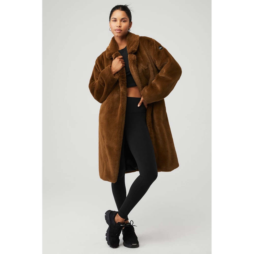 Alo Yoga Oversized Faux Fur Trench Jacke Damen Schokolade | UETING158