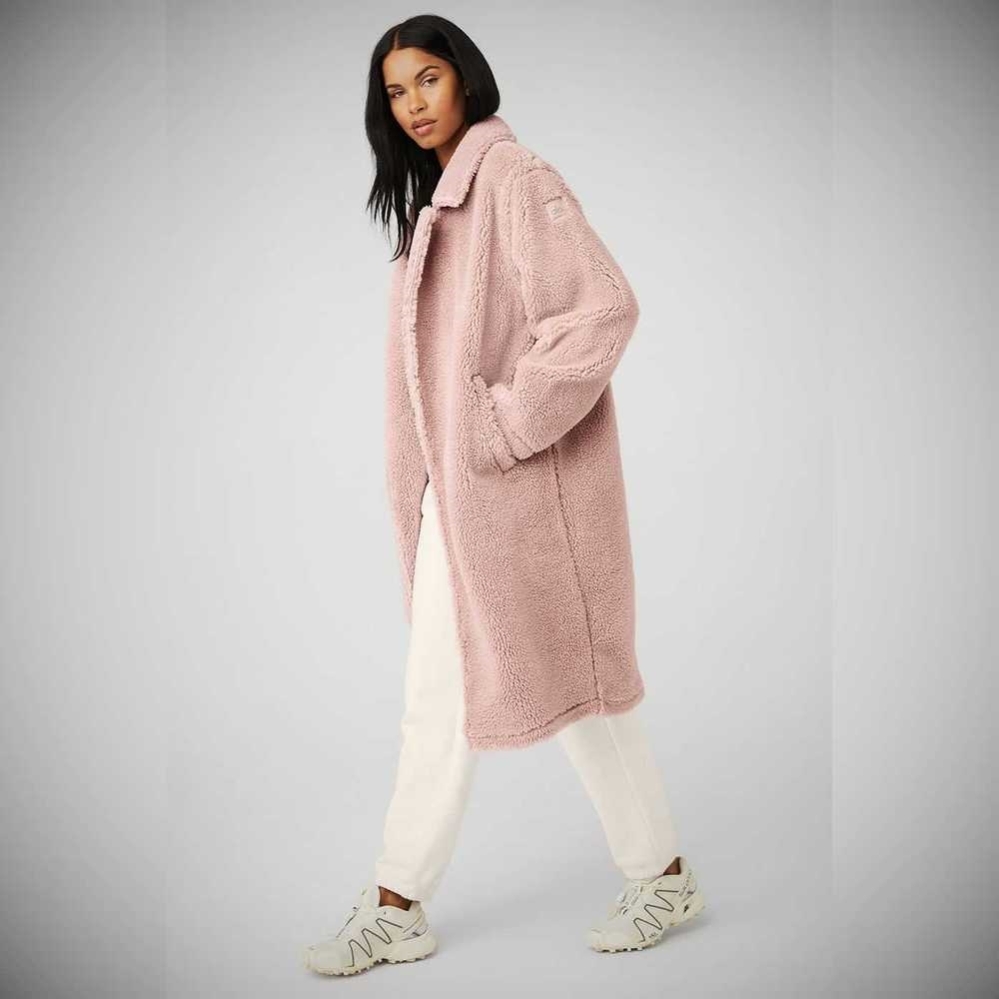 Alo Yoga Oversized Sherpa Trench Jacke Damen Grau Rosa | CZLHUR492