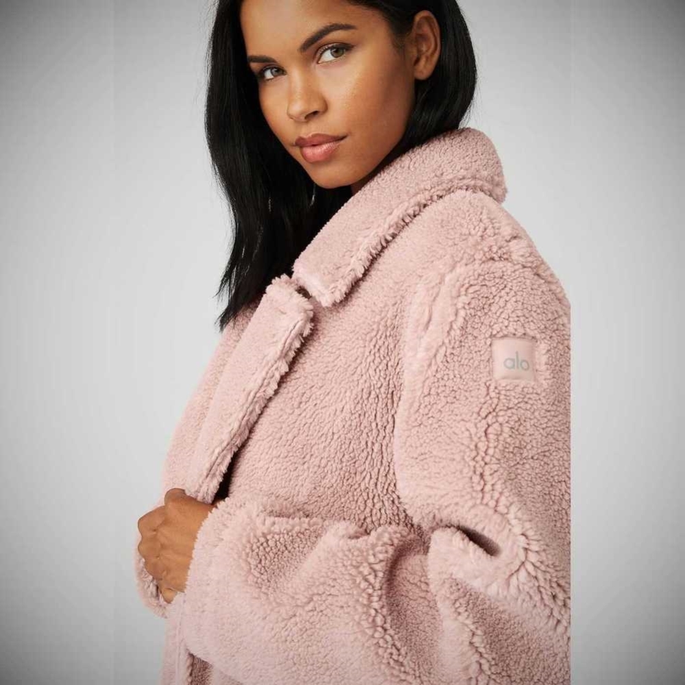 Alo Yoga Oversized Sherpa Trench Jacke Damen Grau Rosa | CZLHUR492