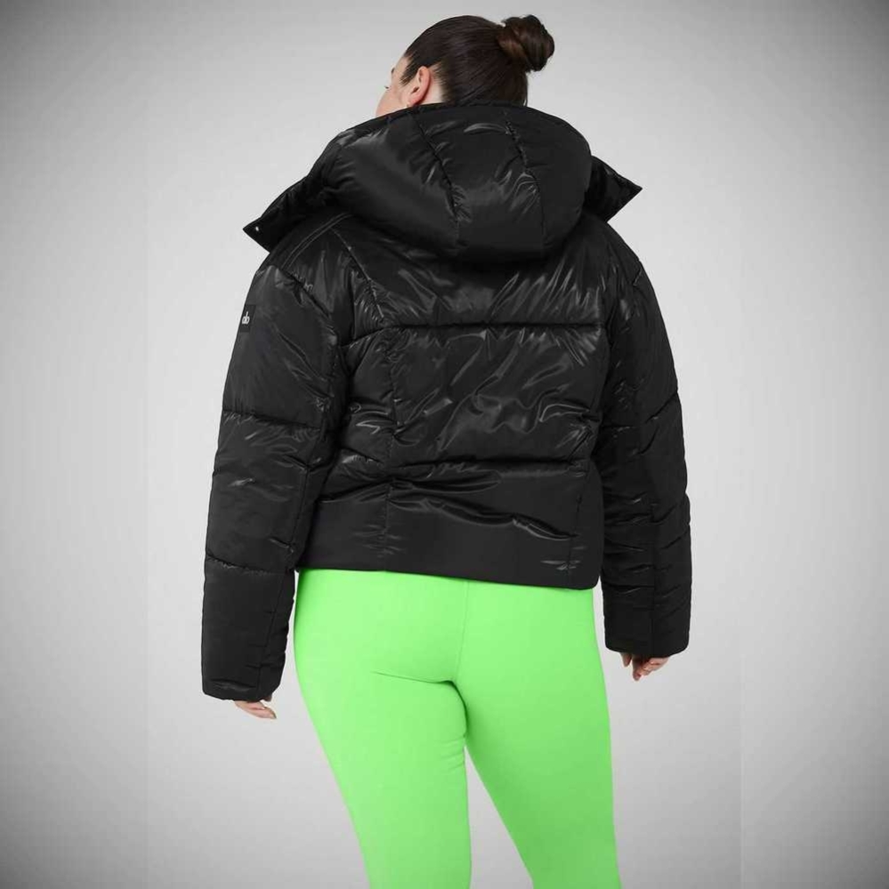 Alo Yoga Pearlized Pristine Puffer Jacke Damen Schwarz Grün | JIAMXG194