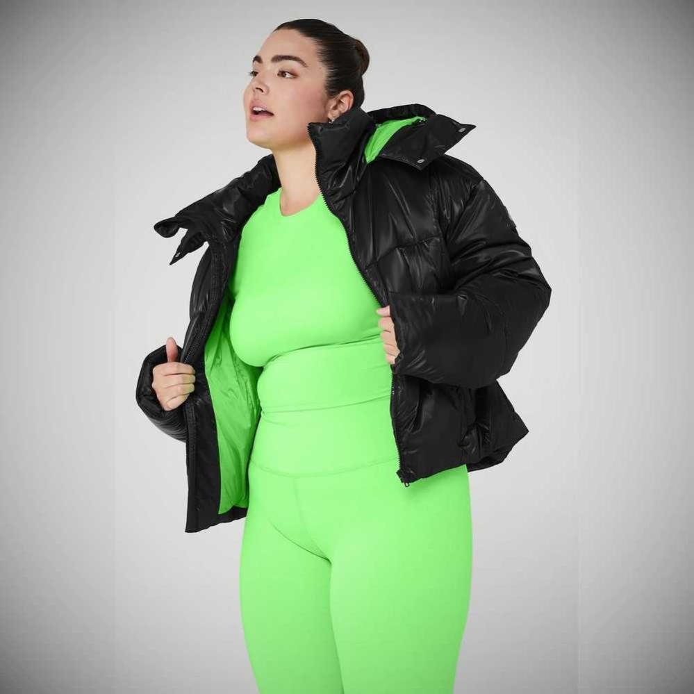 Alo Yoga Pearlized Pristine Puffer Jacke Damen Schwarz Grün | JIAMXG194