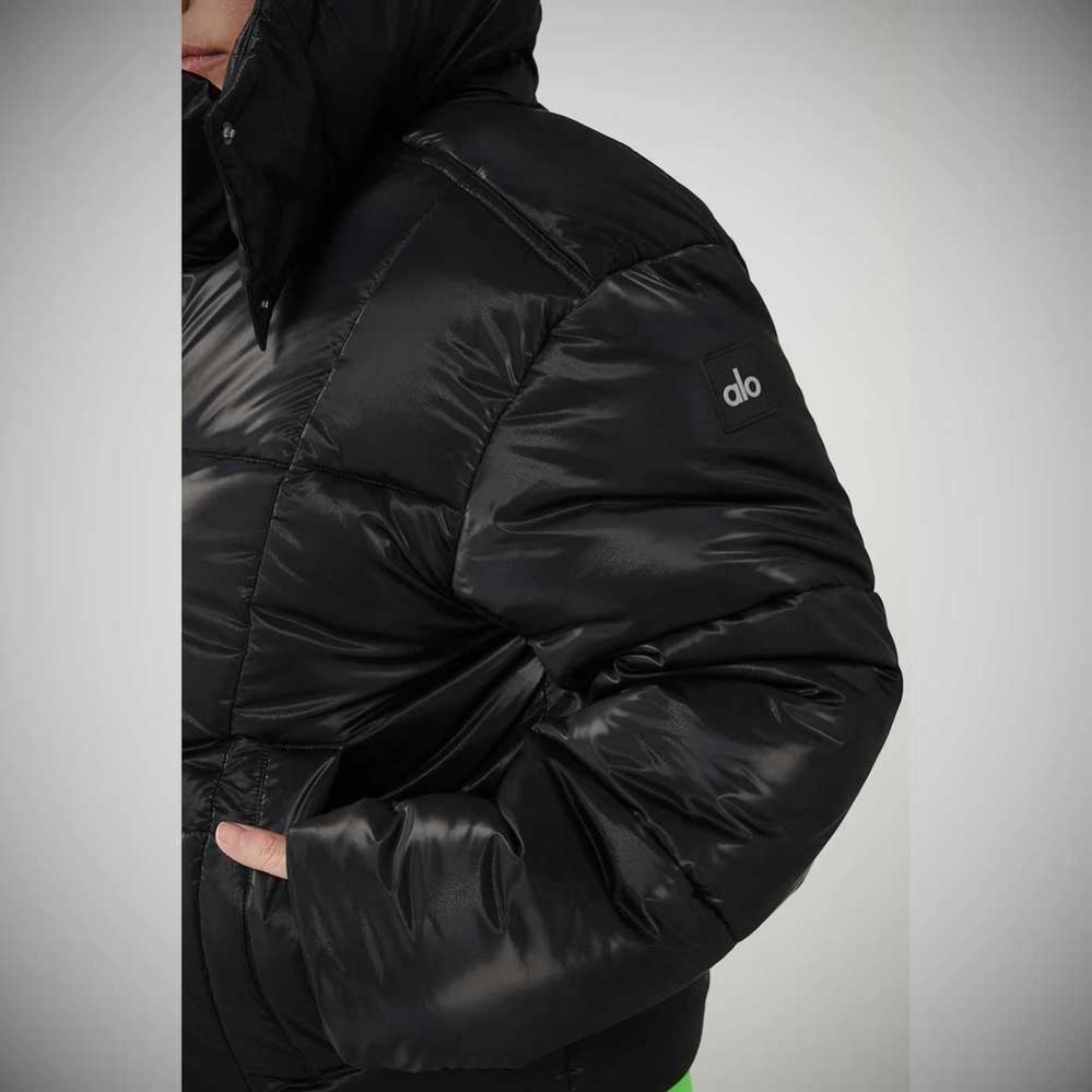 Alo Yoga Pearlized Pristine Puffer Jacke Damen Schwarz Grün | JIAMXG194