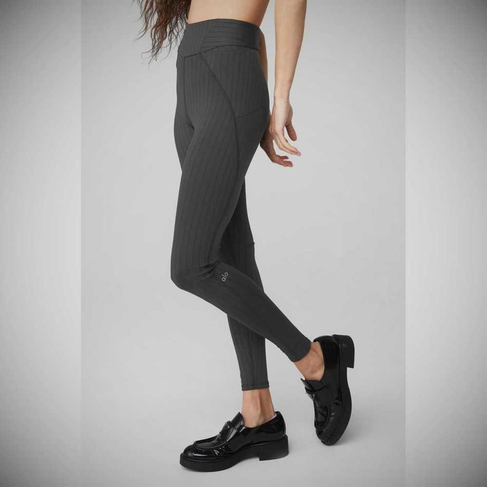 Alo Yoga Pinstripe Jacquard Extreme High-Taille Leggings Damen Grau Schwarz | QPZFNV068