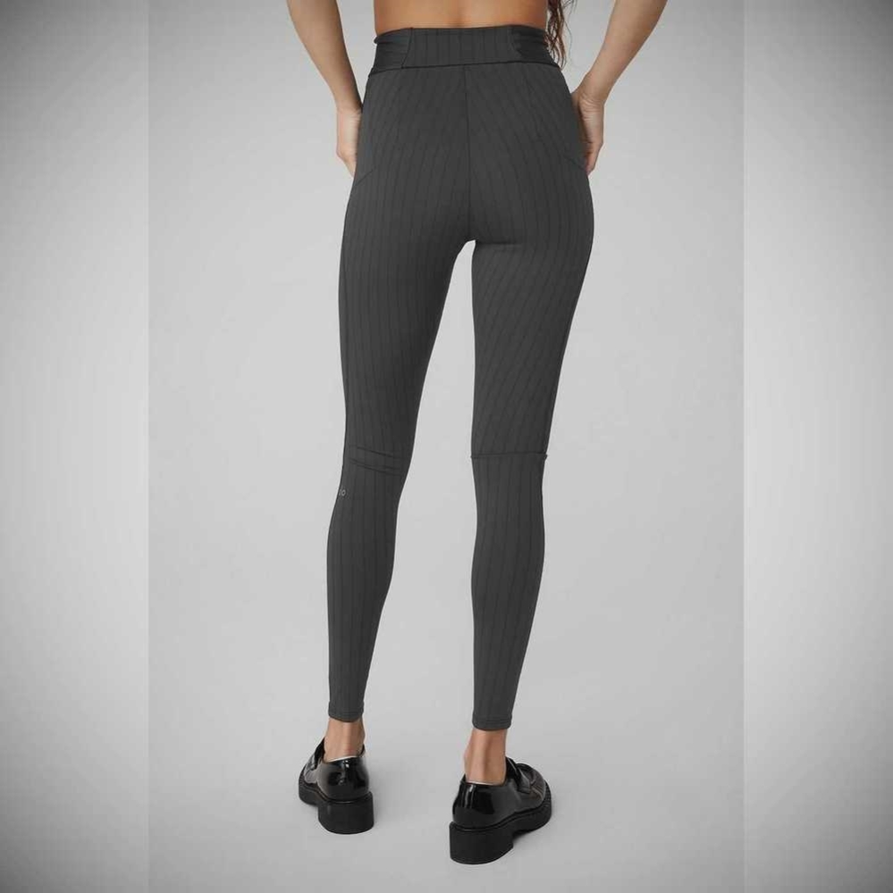 Alo Yoga Pinstripe Jacquard Extreme High-Taille Leggings Damen Grau Schwarz | QPZFNV068