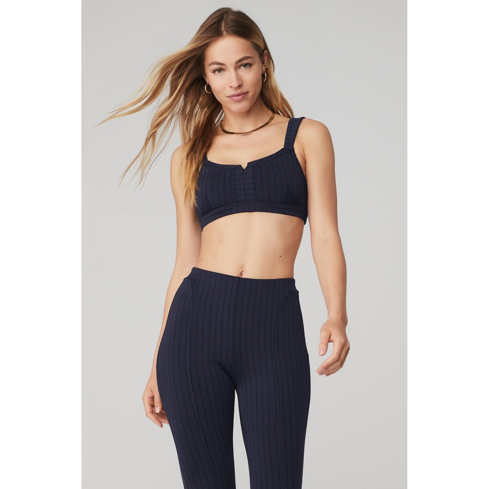 Alo Yoga Pinstripe Jacquardtivate BHs Damen Navy Schwarz | RSWUZK681