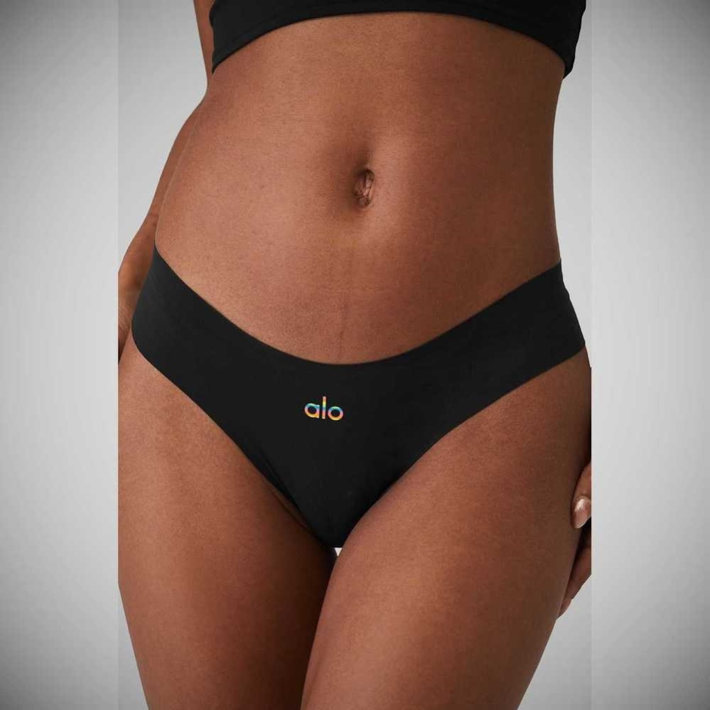 Alo Yoga Pride Airbrush Invisible Cheeky Unterwäsche Damen Schwarz | RHYPQG273