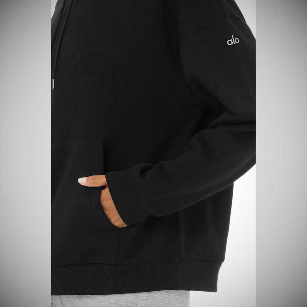 Alo Yoga Protection Hoodie Damen Schwarz | WSTPBC987