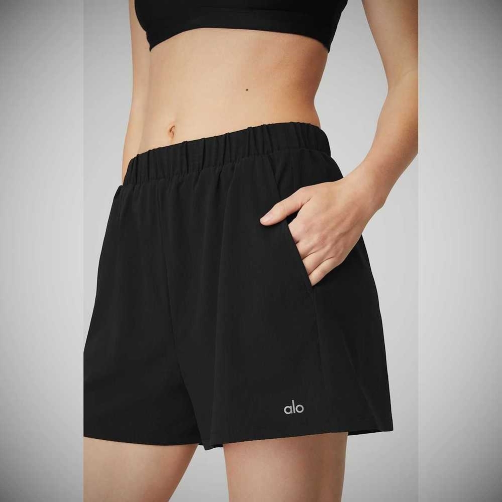 Alo Yoga Ready Set Kurze Hose Damen Schwarz | FAQZIW346