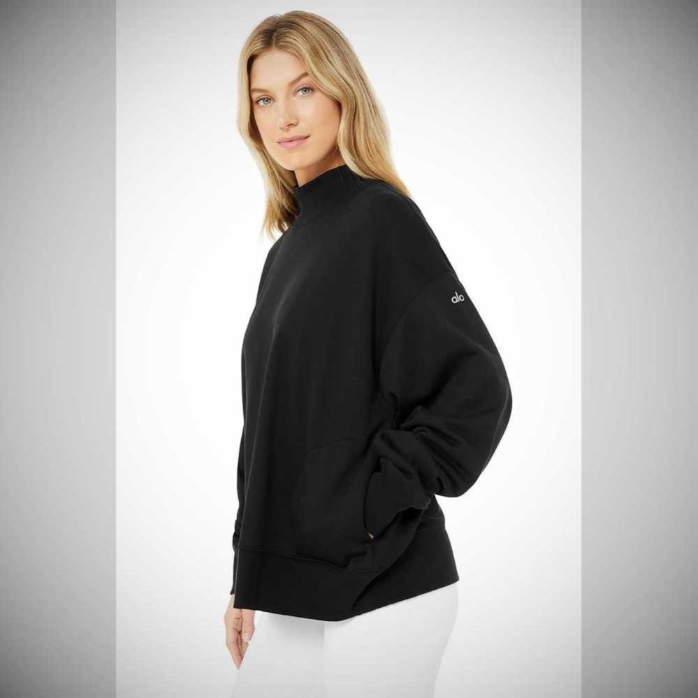 Alo Yoga Refresh Pullover Damen Schwarz | AQGZUD816