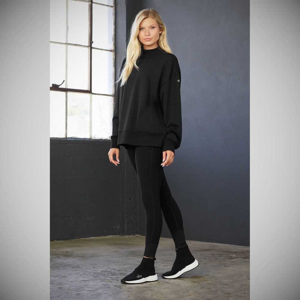 Alo Yoga Refresh Pullover Damen Schwarz | AQGZUD816