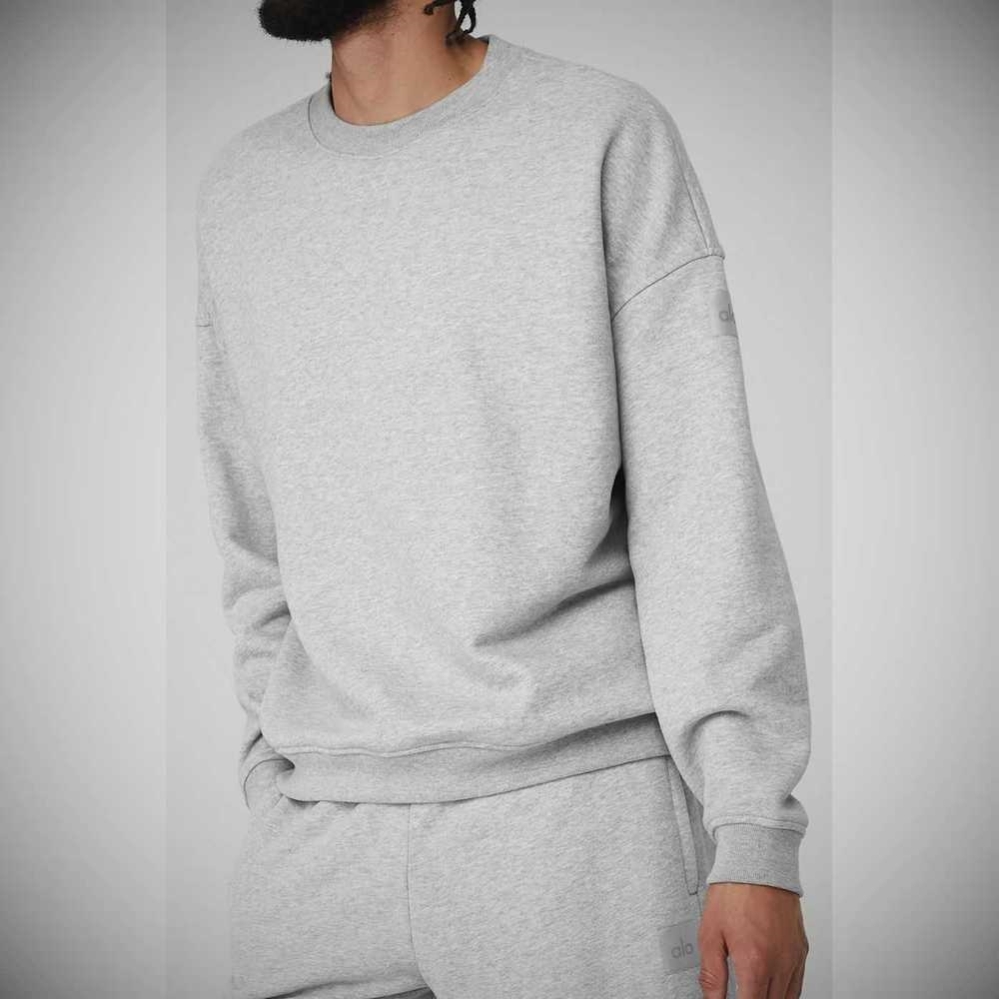 Alo Yoga Renown Heavy Weight Crew Neck Oberbekleidung Herren Grau | JYOSQU072