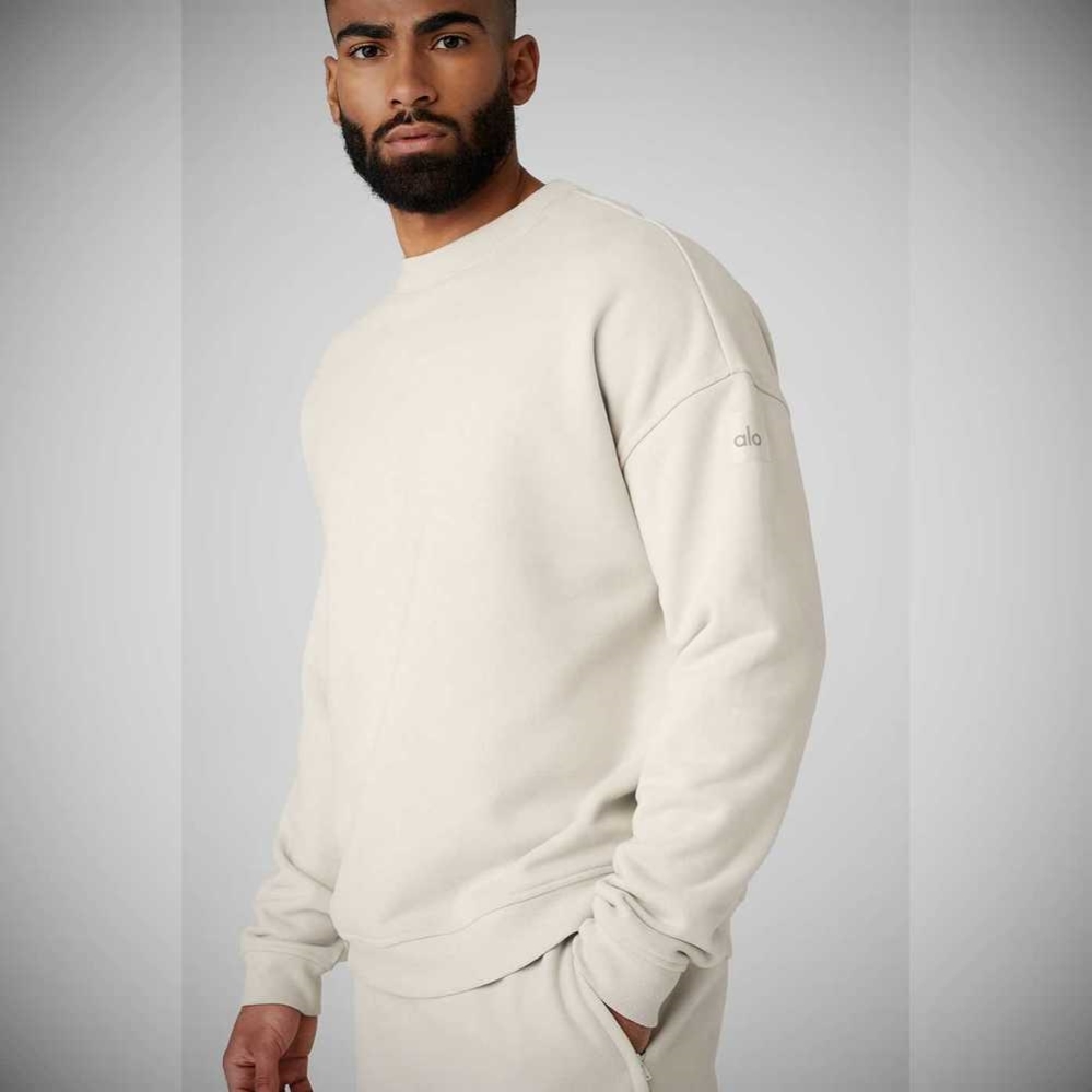 Alo Yoga Renown Heavy Weight Crew Neck Oberbekleidung Herren Beige | MOBJZQ426