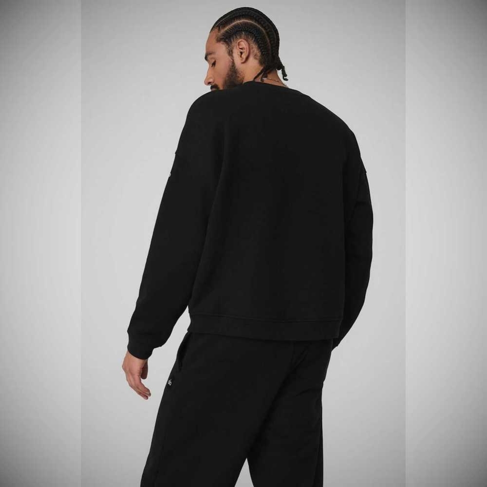 Alo Yoga Renown Heavy Weight Crew Neck Oberbekleidung Herren Schwarz | YOUNVS542