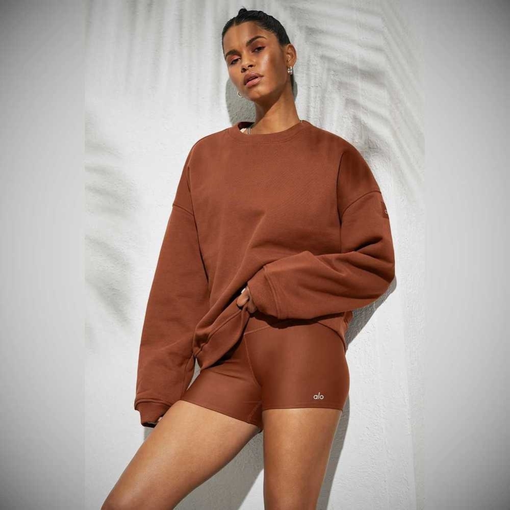 Alo Yoga Renown Heavy Weight Crew Neck Pullover Damen Rust | CIZBWV952