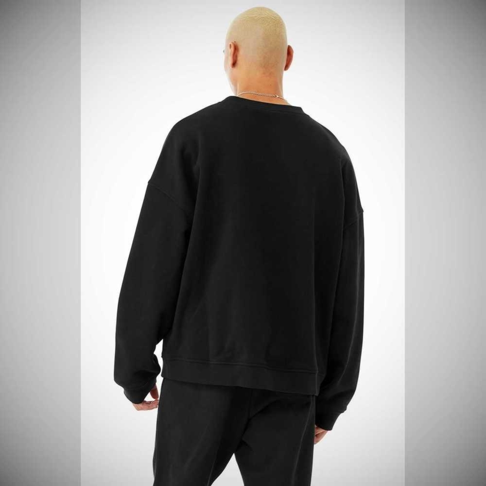 Alo Yoga Renown Heavy Weight Emblem Crew Neck Oberbekleidung Herren Schwarz | ENJVMU054