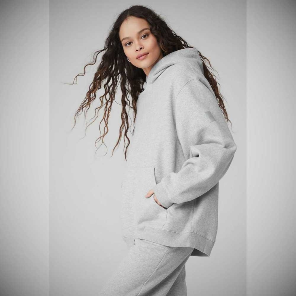 Alo Yoga Renown Heavy Weight Hoodie Damen Grau | RBILZS697