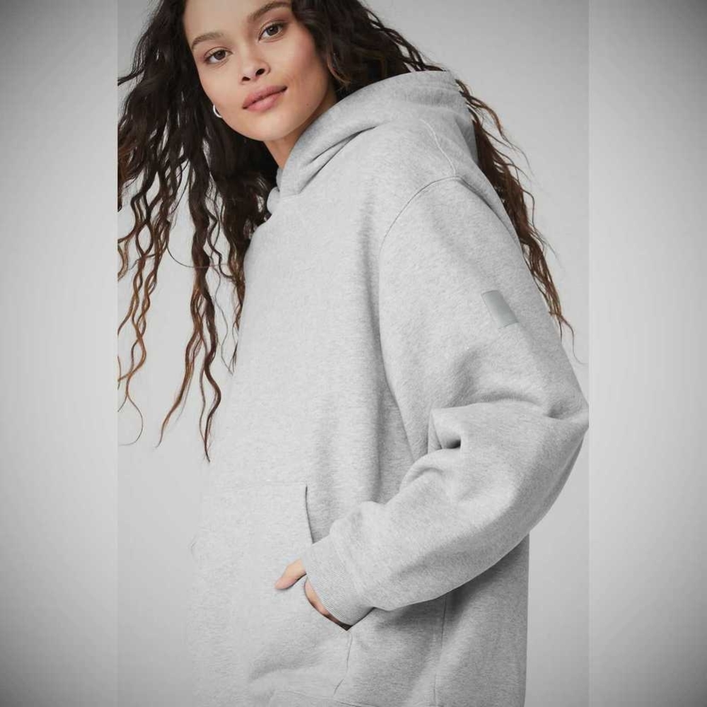 Alo Yoga Renown Heavy Weight Hoodie Damen Grau | RBILZS697