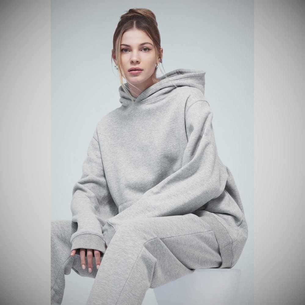 Alo Yoga Renown Heavy Weight Hoodie Damen Grau | RBILZS697