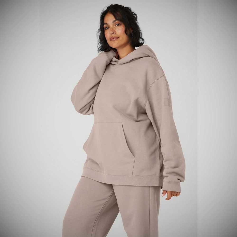 Alo Yoga Renown Heavy Weight Hoodie Damen Grau Braun | RGOCJI235