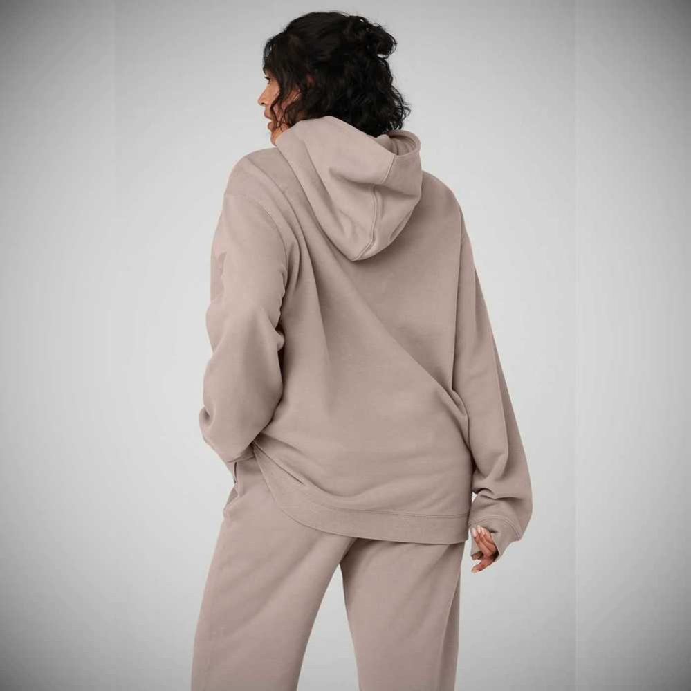 Alo Yoga Renown Heavy Weight Hoodie Damen Grau Braun | RGOCJI235