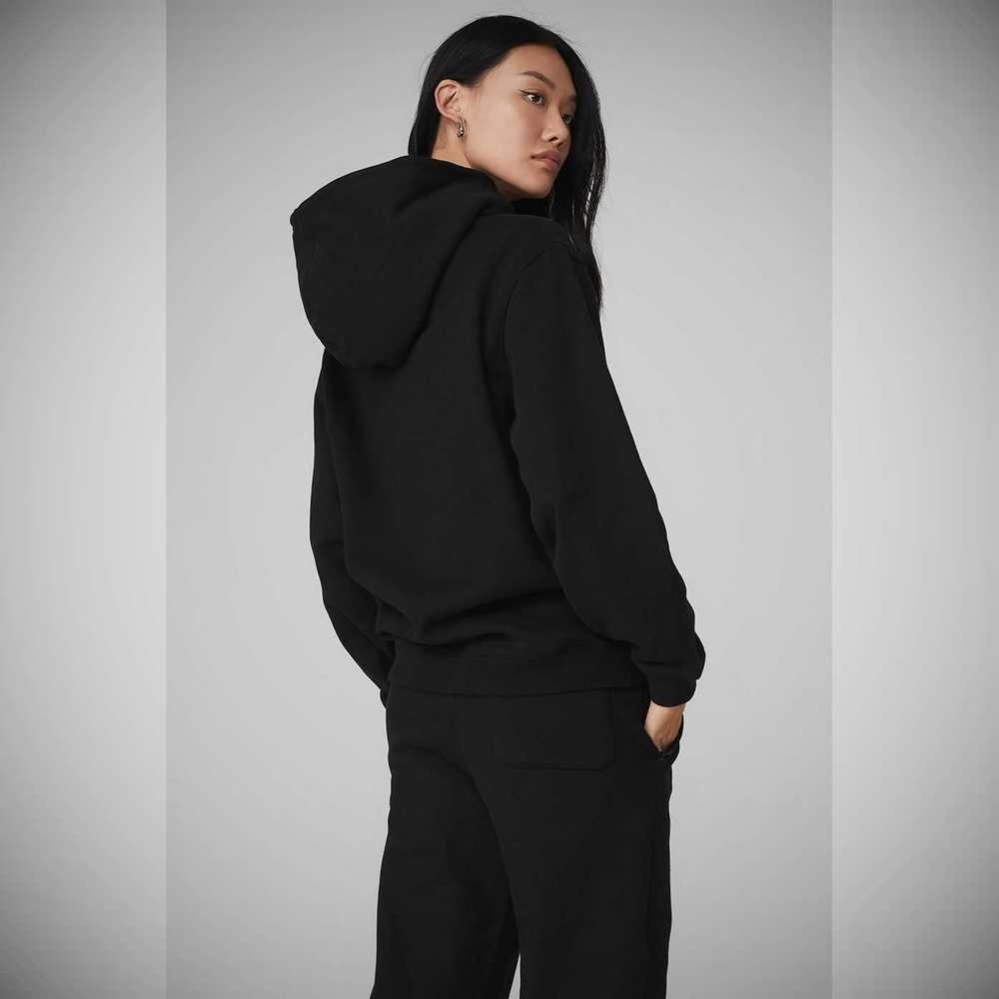 Alo Yoga Renown Heavy Weight Hoodie Damen Schwarz | SEAMDF384