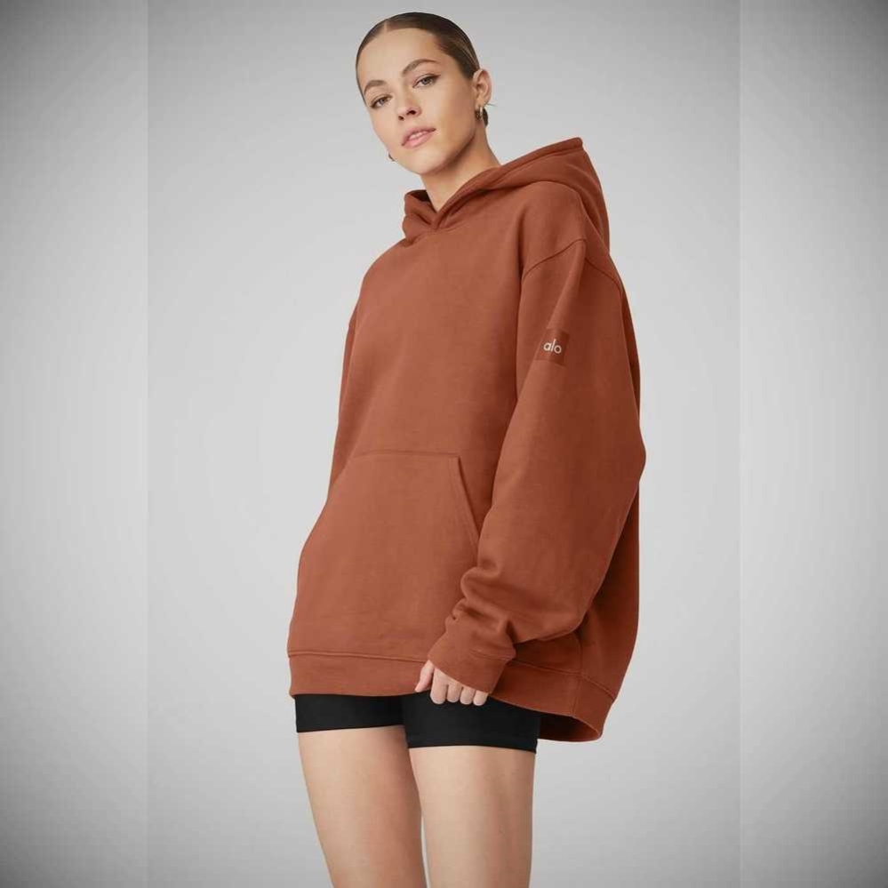 Alo Yoga Renown Heavy Weight Hoodie Damen Rust | UILMAY724