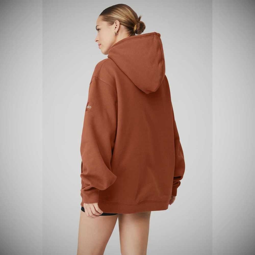 Alo Yoga Renown Heavy Weight Hoodie Damen Rust | UILMAY724