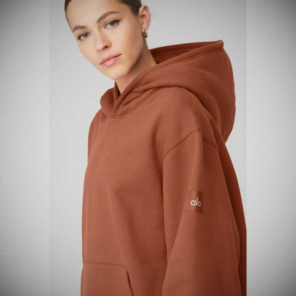 Alo Yoga Renown Heavy Weight Hoodie Damen Rust | UILMAY724