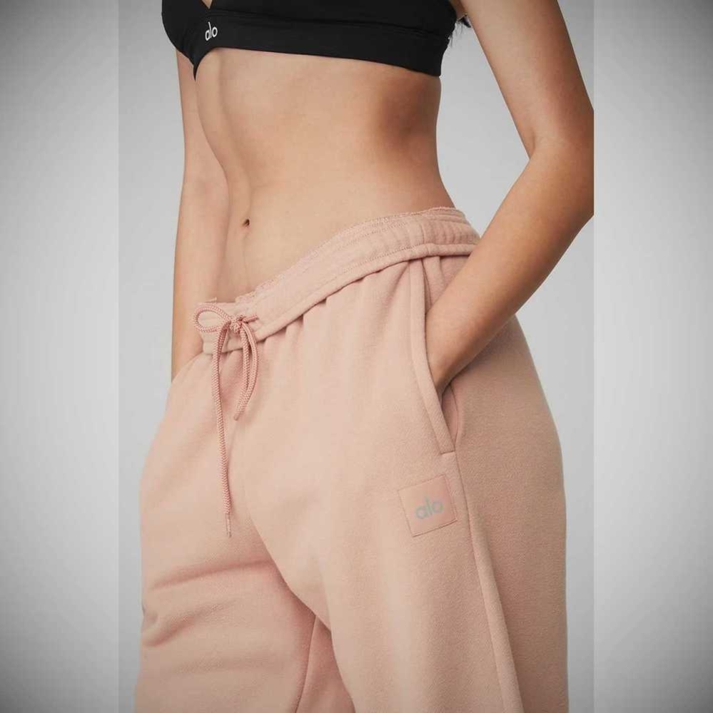 Alo Yoga Renown Heavy Weight Sweathose Damen Rosa Grau | IVPXBR812