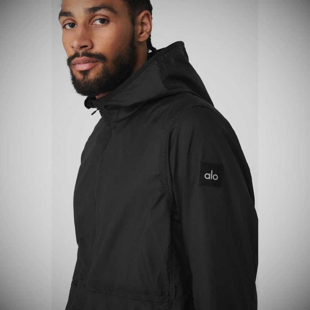 Alo Yoga Repeat Lauf Jacke Herren Schwarz | VJFZWR375