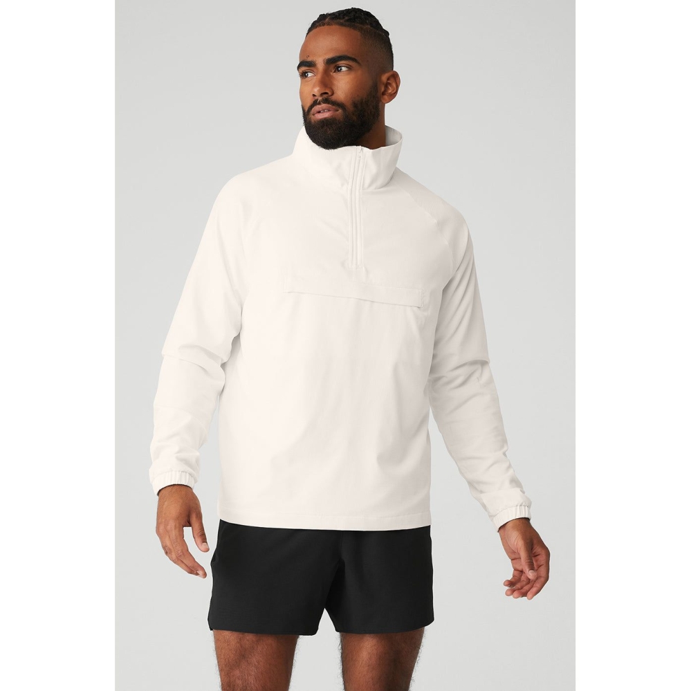 Alo Yoga Ripstop 1/4 Zip On-Set Jacke Herren Weiß | BNDTJK796