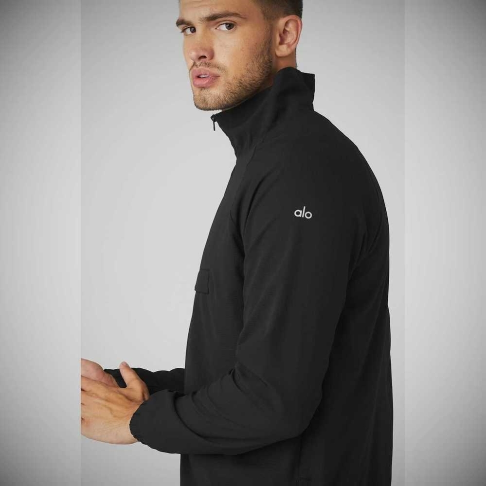 Alo Yoga Ripstop 1/4 Zip On-Set Jacke Herren Schwarz | LNFCWX785