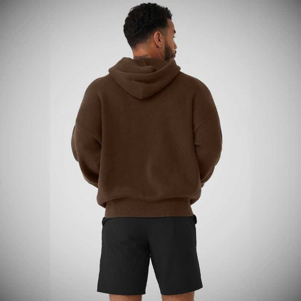 Alo Yoga Scholar Mit Kapuze Pullover Oberbekleidung Herren Kaffee | ZMRLCS598