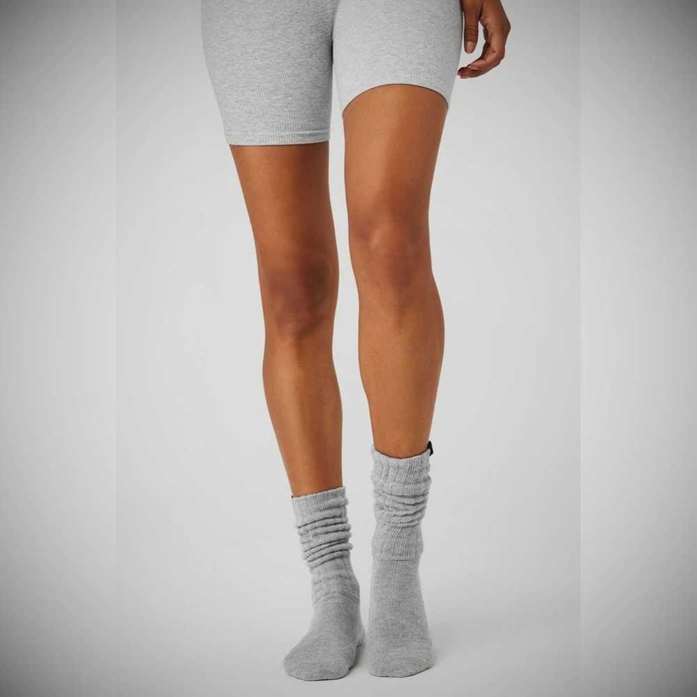 Alo Yoga Scrunch Socken Damen Grau | MNAPUO205